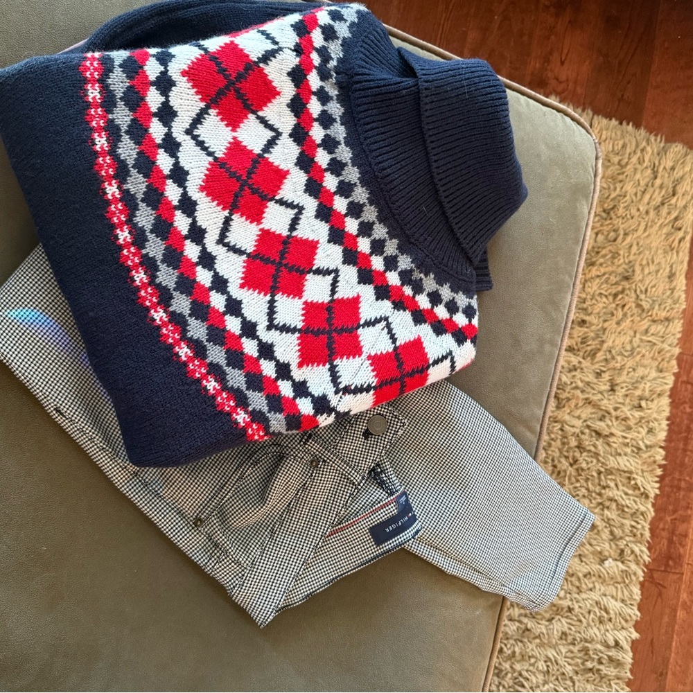 Tommy Hilfiger Black and White Checkered Pants